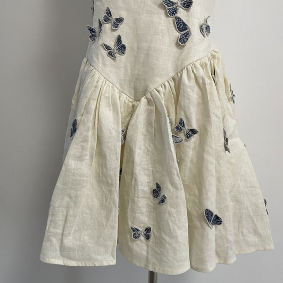 AGUA BY AGUA BENDITA Pluma Lymanopoda appliquéd gathered linen mini dress - Picture 10 of 13